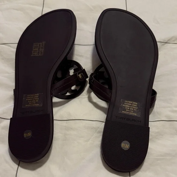 Tory Burch Miller Sandals Dark‎ Purple Size 8.5 - Picture 7 of 7